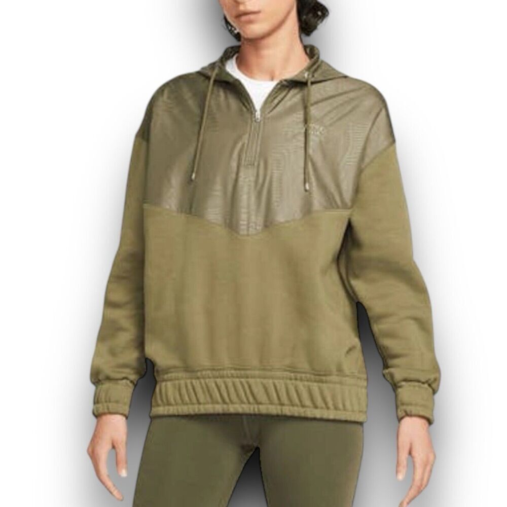 Nike Hoodie Womens S Green Sportswear Icon Clash 1/4 Zip Oversized DQ7147 Sporty